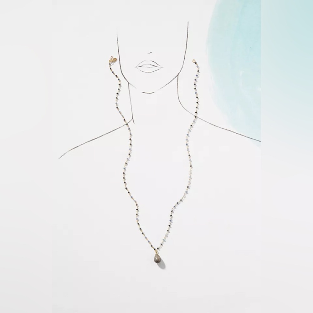 Jemma Sands Anthropologie Pacific Sapphire Necklace w/ diamond pendant - Picture 2 of 8